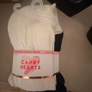 Candy Hearts White Heavyweight Tights
